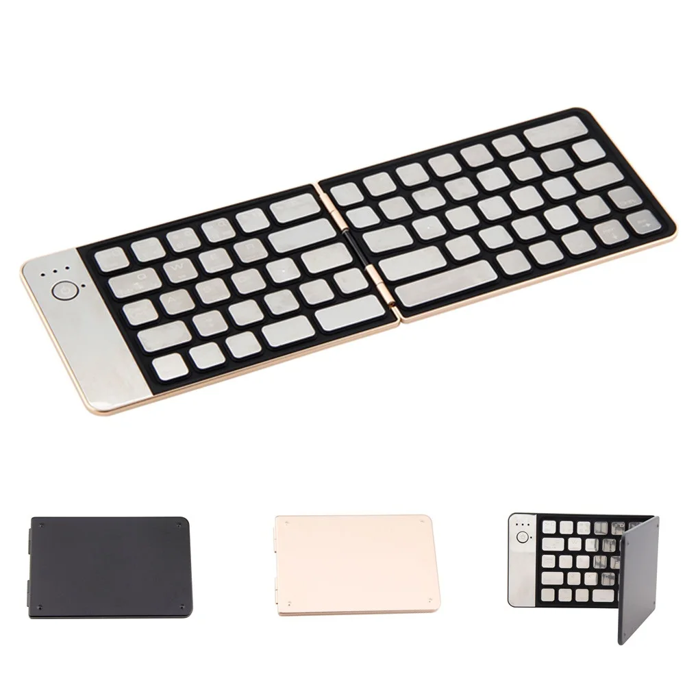 

Aluminum Alloy Mini Foldable Wireless Bluetooth Thin English Keyboard For iPad iPhone IOS Windows Android