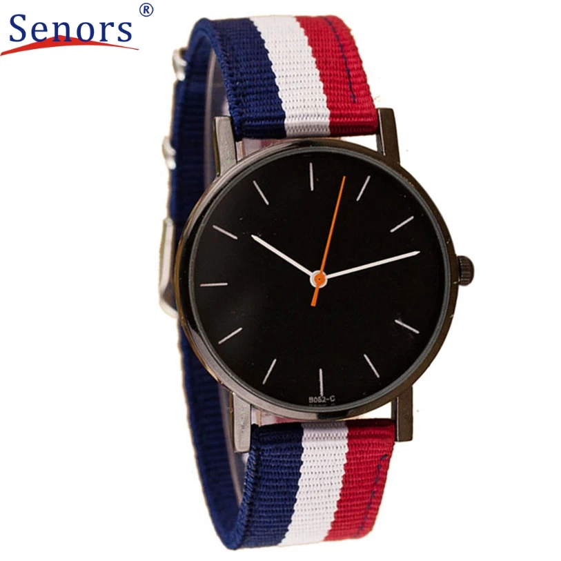 

Superior Fashional Unisex Casual Pointer Dial Striped Canvas Band Quartz Wrist Watch May5