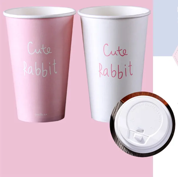 50pcs Pink disposable coffee cup hot drink milk tea thick paper cups