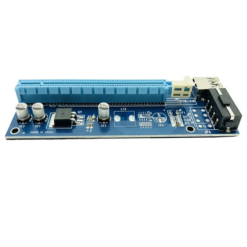 10 шт. PCI E расширитель Express Riser Card VER 006C 1x к 16x USB 3 0 SATA 4Pin IDE Molex Power для BTC Miner Mining Machine| |