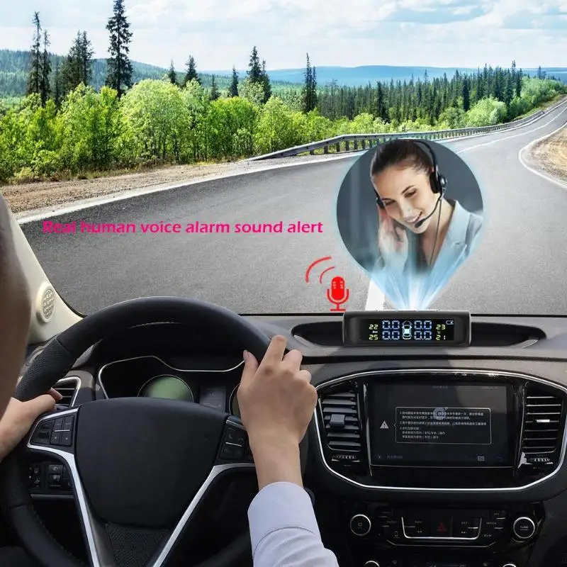 Солнечный автомобильный TPMS датчик давления в шинах Система голосовой сигнализации ЖК-дисплей в режиме реального времени система контроля безопасности шин с 4 датчиками