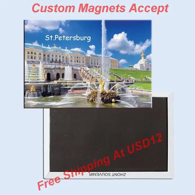 

Free Shipping 78*54mm St. Petersburg Summber Place Metal Wrapped Souvenir Magnets 20077 Tourist Souvenir Gift