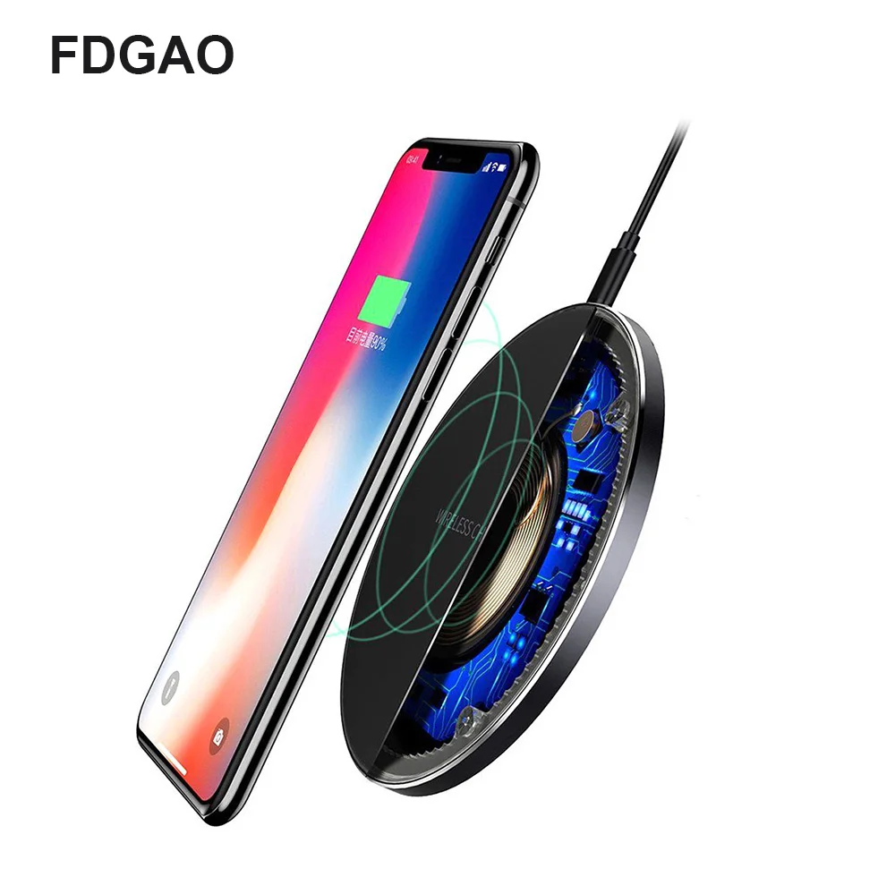 

FDGAO 10W Qi Wireless Charger for iPhone X Xs MAX XR 8 plus USB Fast Charger Wireless Charging Pad for Samsung S8 S9 Note 9 8