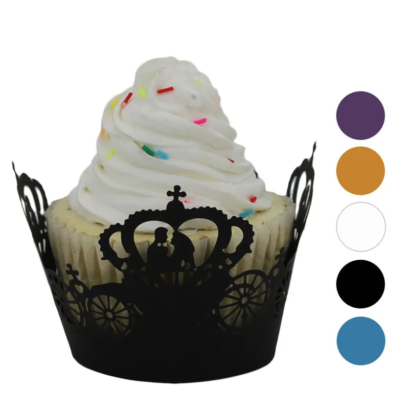 Buy New 50pcs Laser Cut Crown Cupcake Case Baking Cup