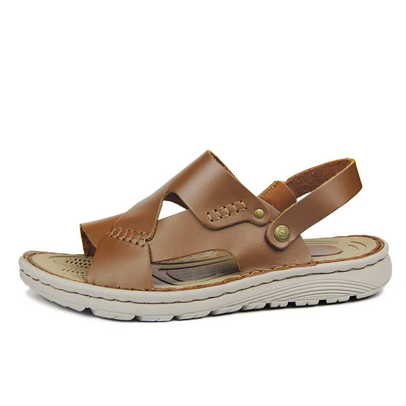 Desai бренд 2019 летние мужские сандалии из натуральной кожи для отдыха на открытом воздухе Сандалии двойного назначения отец обувь пляжные