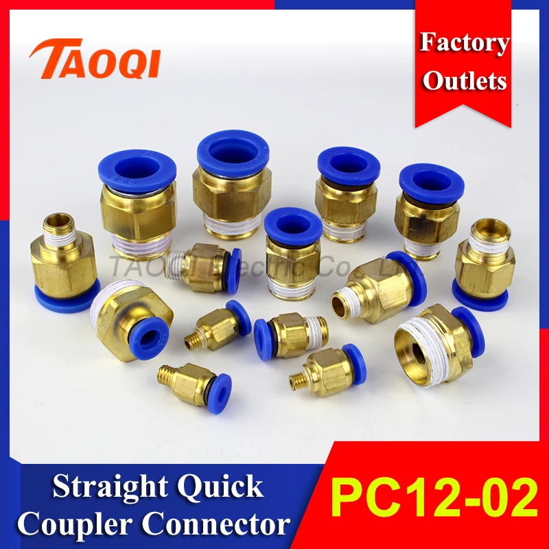 

1piece/lot PC12-02 Air Straight Pneumatic Male Tube Fitting One Touch Hose Quick Coupler Pipe Connectors 3D Printer