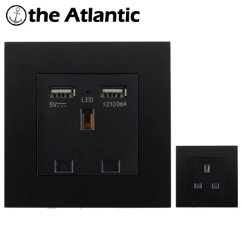 

UK Standard Dual USB Outlet Port 5V 2.1A Wall Charger Adapter LED Indicator 13A Socket Power Outlet PC Plastic Panel