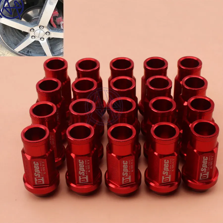 

Red Universal Fit Hight Quality Car Styling 20pcs D1 Spec JDM Racing Wheel Lug Nuts M12X1.5/1.25 for Ford Toyota