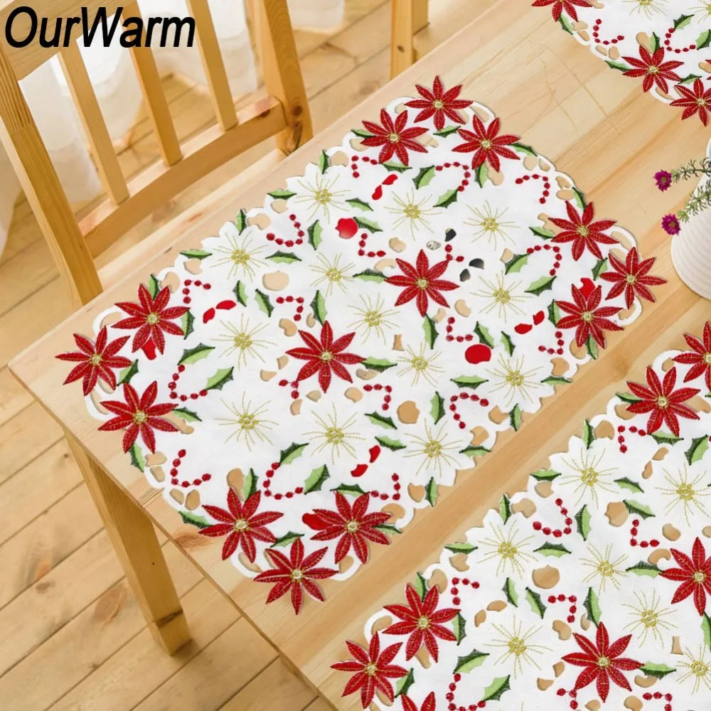 OurWarm 2pcs New Year Christmas Table Decorations for Home 11x17 inch ...