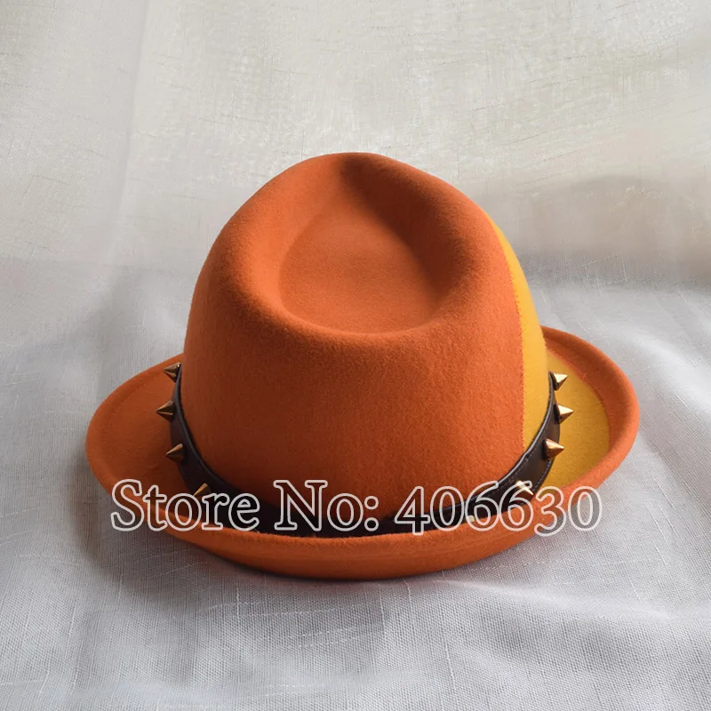 Зимняя шерстяная фетровая шляпа для мужчин Chapeu Masculino Панама оранжевый лоскутное Джаз Бесплатная доставка PWFR067