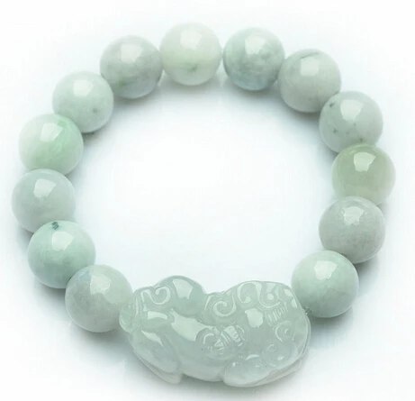 

shitou 00827 NEW 100% Natural Chinese Jade/Jadeite Smooth 12mm PIXIU Beads Bracelet