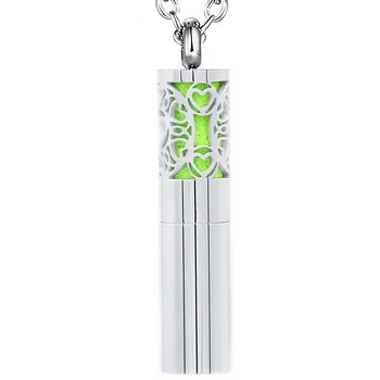 

316l Stainless Steel Essential Oils Storage Diffuser Heart Cylinder Container Aromatherapy Love Perfume Locket Necklace