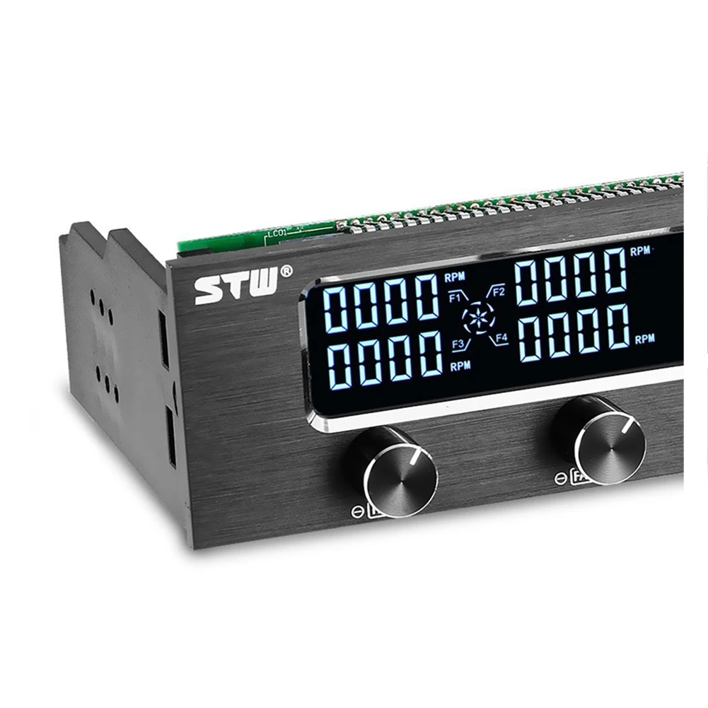 Comprar STW Pc 5,25 pulgadas Drive Bay Full Brushed aluminio 4 canal PWM ventilador controlador con pantalla LCD