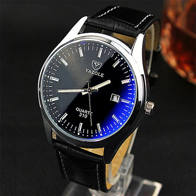 

YAZOLE new fashion luxury brand watches men waterproof round dial Blue mirror Luminous needle calendar table Quartz men's watch