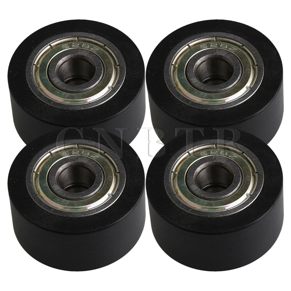 4x CNBTR 32x8x16MM Black 608ZZ Bearing Flat Groove Ball Bearing Guide Pulley Wheels Roller 149KG