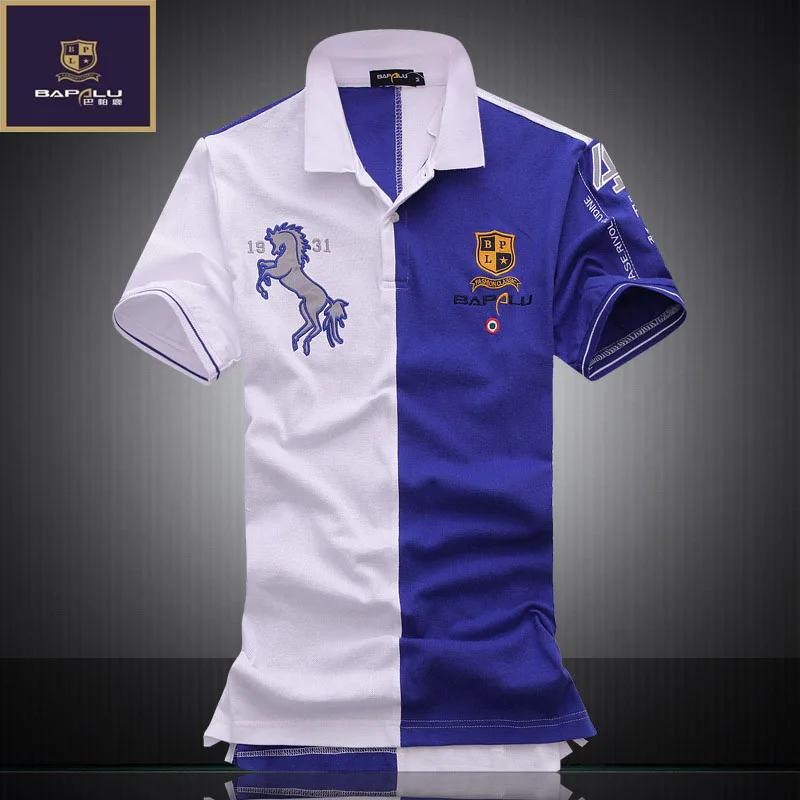 

summer new men's embroidery breathable 100% cotton polo shirt Men's lapel Leisure Slim Business polo shirt bapalu Brand