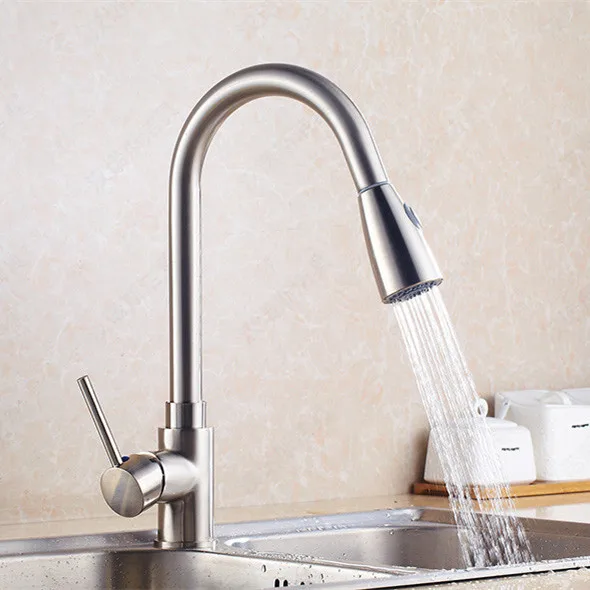 brushed pull out kitchen sink mixer tap with solid brass hot cold kitchen sink water faucet from chinese supplier - Kitchen Sink Supplier brushed pull out kitchen sink mixer tap with solid brass hot cold kitchen sink water faucet from chinese supplier - Kitchen Sink Supplier