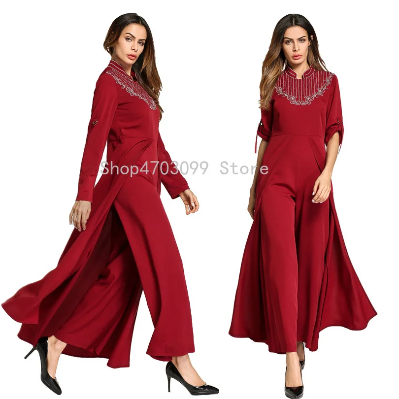 

Dubai Muslim Women Dress Islamic Long Sleeve Kaftan Vintage Cocktail Robes