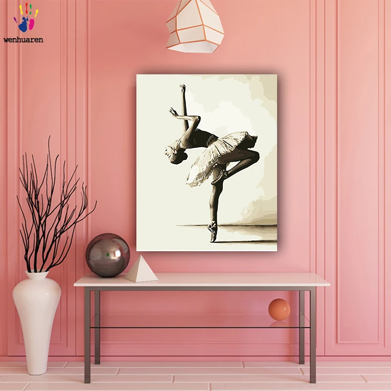 

DIY colorings pictures by numbers with colors Abstract ballet dancer picture drawing painting by numbers framed Home