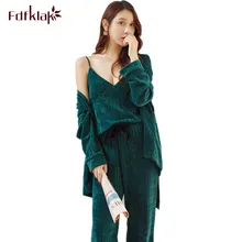 Fdfklak, комплект из 3 предметов, пижама для женщин, осенне-зимняя Пижама, сексуальная пижама с длинным рукавом, женский домашний костюм, пижама mujer