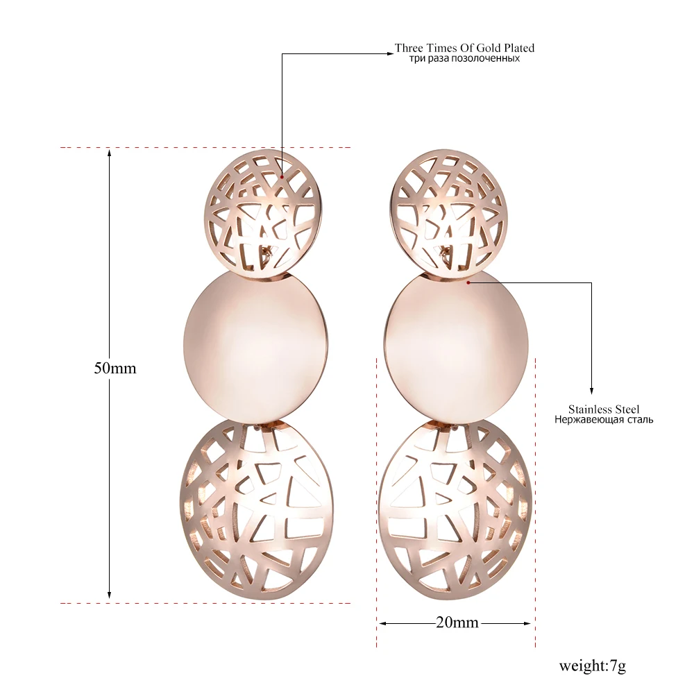 Lokaer Классическая титановая сталь геометрические полые круглые серьги ювелирные изделия розовое золото цвет серьги гвоздики для женщин Arete E180250400R
