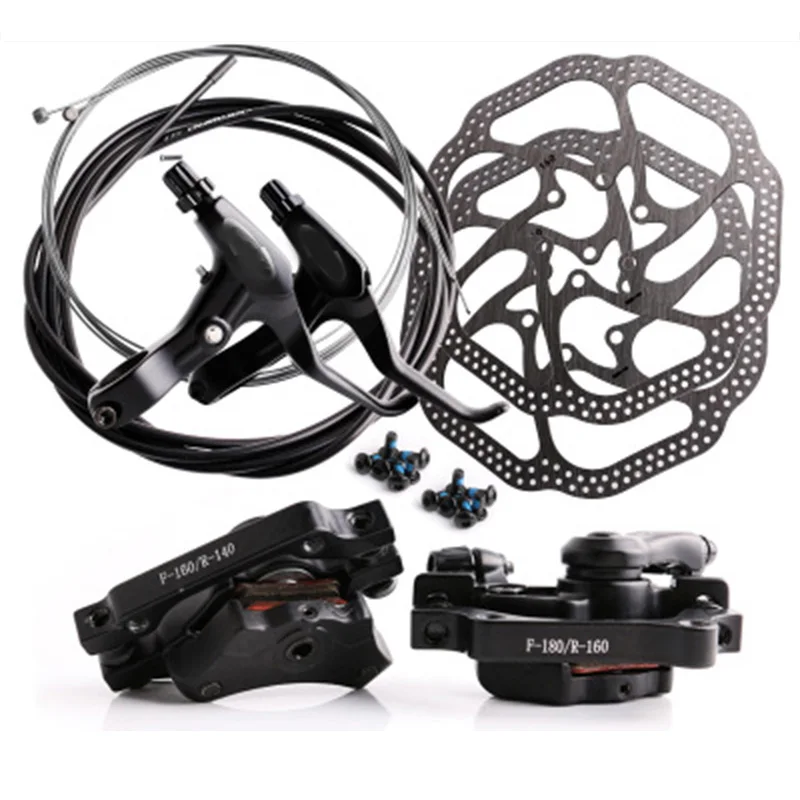 

DISK brake set mountain bike bicycle brake mechanical line pulling disc brake with front Caliper rear Caliper 160mm cable set