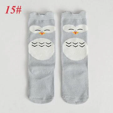Новые высокие носки для девочек детские длинные носки с рисунками животных для маленьких мальчиков высокие теплые милые носки для младенцев хлопковые зимние носки для детей - Цвет: owl grey socks