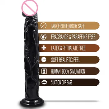 Black 14 Inch Big Dildo with Suction Cup Super Soft Silicone Horse Dildo Sex Toys for Women Adult Huge Penis Sex Products 5