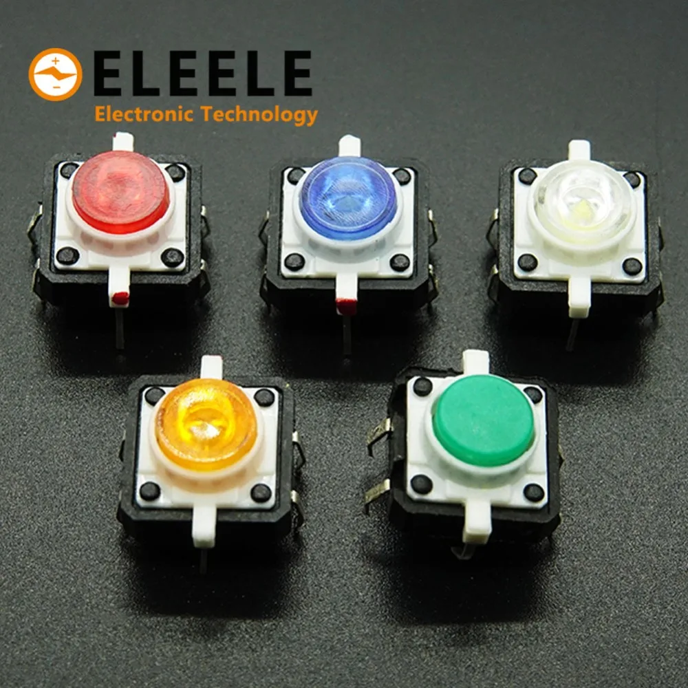 

5PCS 1 set 12X12X7.3 Tactile Push Button Switch Momentary Tact LED 5 Color 12X12X7.3mm 12*12*7.3mm PN35