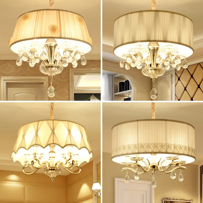 

LED crystal hanging lights loft cloth pendant lights restaurant suspended lighting bedroom fixtures Nordic living room lamps