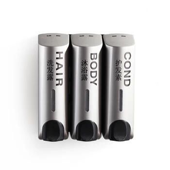 

350mlr Silver Wall Mounted Hand Soap Dispense Liquid Shampoo Shower Container Plastic Soap Holder for Bathroom Washroom