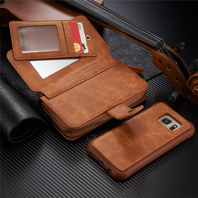 

Luxury Zipper Wallet Multifunction Case for Samsung Galaxy S7 Leather Purse Pouch Flip Cover Magnetic Phone Bag with Card Holder