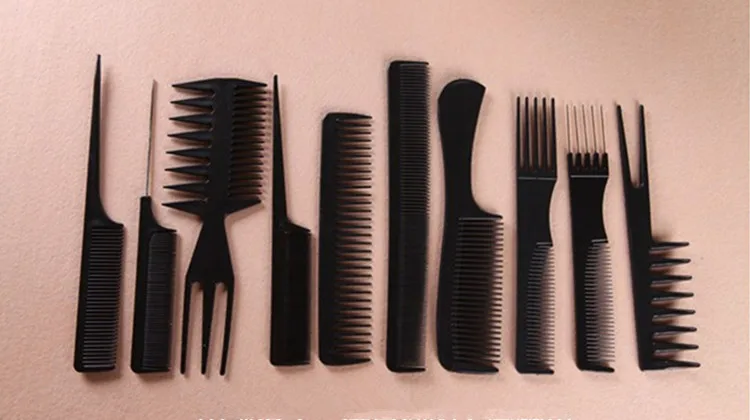 

TOP GRADE 10Pcs Suit Combs 10 in 1 Brushes For Personal Home Hai Care & Barber Hairdresser Combs Professional Salon Hair Brushes