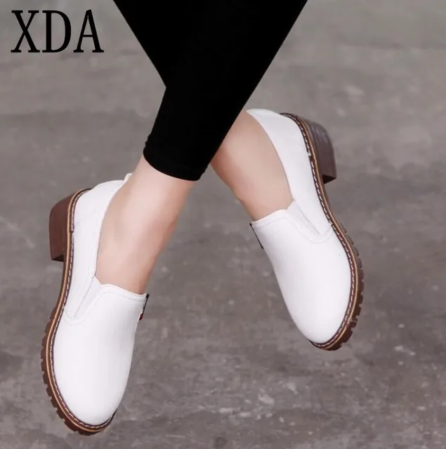 XDA 2018 new style Women Flat Shoes Round Toe Oxford Shoes Woman PU Women bullock Shoes Free Shipping