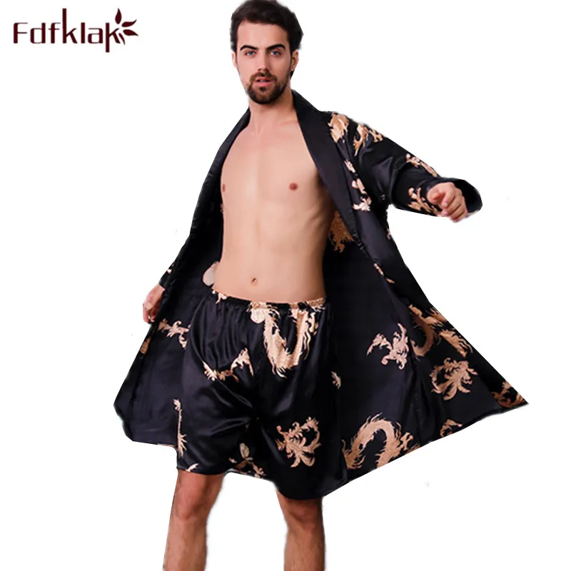 Повседневное кимоно hombre плюс размер Шелковый Атласный халат для мужчин весна лето халат комплект мужской пижамы 2 шт. Домашняя одежда M-5XL