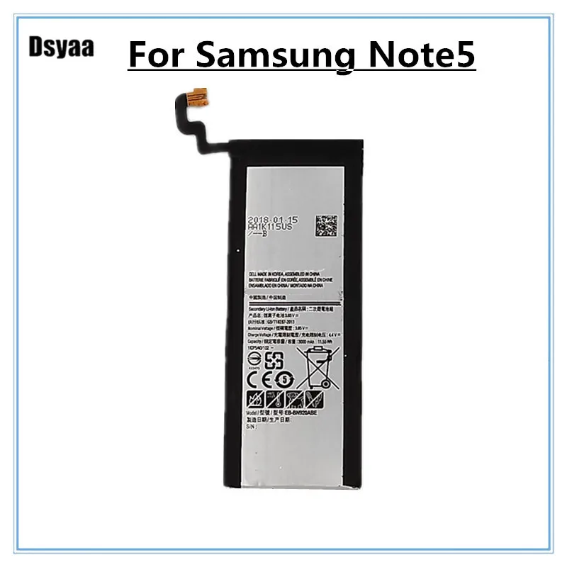 

Moblie Phone Battery EB-BN920ABA EB-BN920ABE for Samsung for GALAXY Note 5 N9200 N920t N920c Note5 SM-N9208 N920P 3000mAh