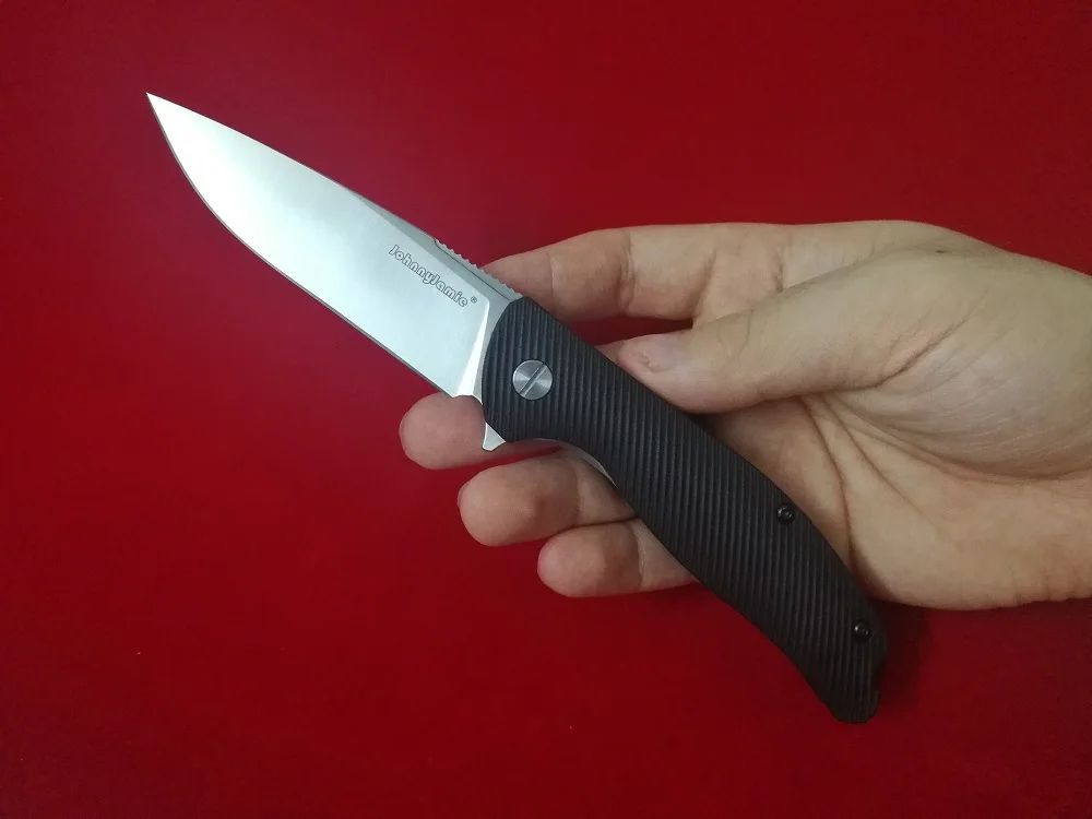 JohnnyJamie Speedball Pocket Folding Knife FRN Handle 420 Stainless Steel Blade Ball Bearing System Camping EDC Knifes Mini F3