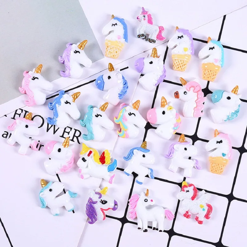 

10PCS Unicorn Resin Charms For SLIME Fillers Mobile Phone Shell Decoration 2019 Unicorn Charms