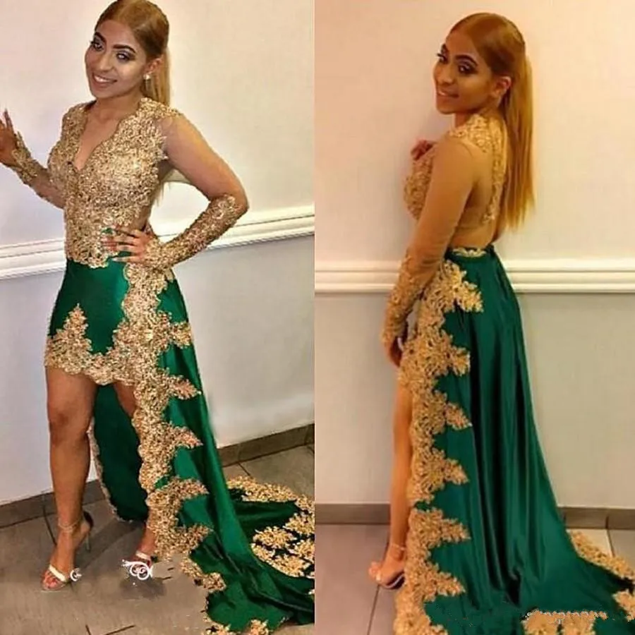 Janevini Arabic Gold Appliques Prom 