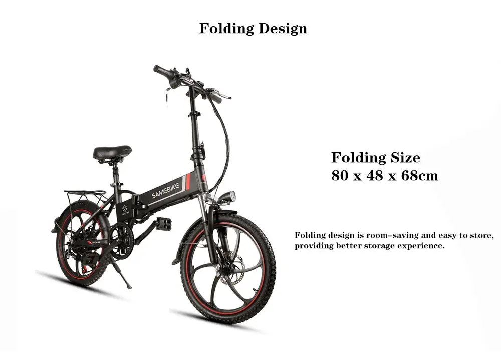 Discount EU Stock SAMEBIKE 20" Aluminum Alloy Foldable Electric Bicycle 48V 8Ah Intelligent LCD Display Electric Bike E Bike Ebike 1