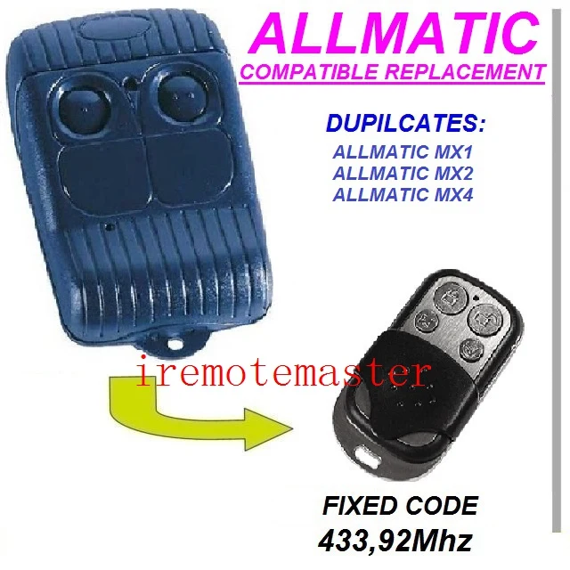 

Top quality ! For ALLMATIC AEMX1, AEMX2, AEMX4 replacement remote control/garage door opener/transmitter