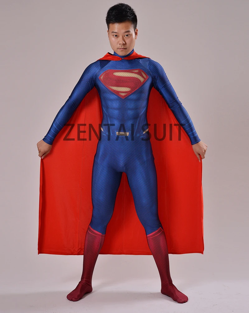 

Superman Costume Man of Steel Superman 3D Shade Spandex Lycra Halloween And Cosplay Zentai Suit Hot Sale Free Shipping