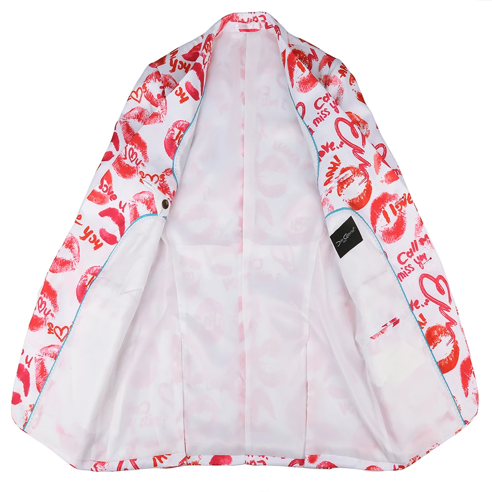 PAULKONTE Lip Print Mostly Male Blazer Night Club Party Jacket For Men High Quality Fashion Slim Fit  Business Man's Jacket
