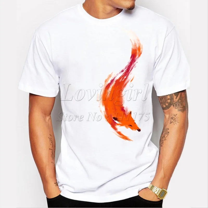 

Newest 2018 men's fashion short sleeve quick fox printed t-shirt funny tee shirts Hipster O-neck popular tops