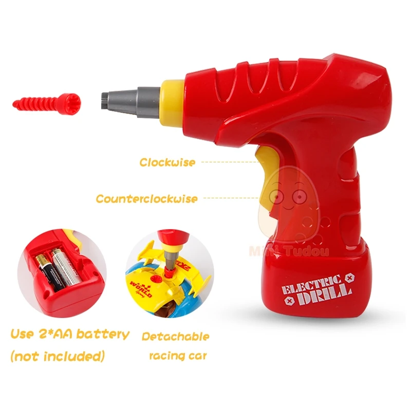 Ceny Dzieci śruba zabawki klocki części samochodowe konstruktor z wiertarki elektrycznej dźwięk światła dzieci kreatywne narzędzie edukacyjne zabawki