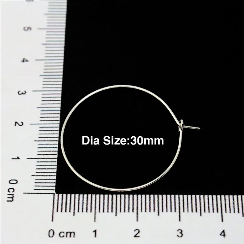 20 шт. Золотые/Родиевые медные серьги, крюк, проволока, очаровательные кольца, круглые петли, серьги-обручи, застежки, база для Brincos, фурнитура, аксессуары - Цвет: Rhodium Plated 30MM
