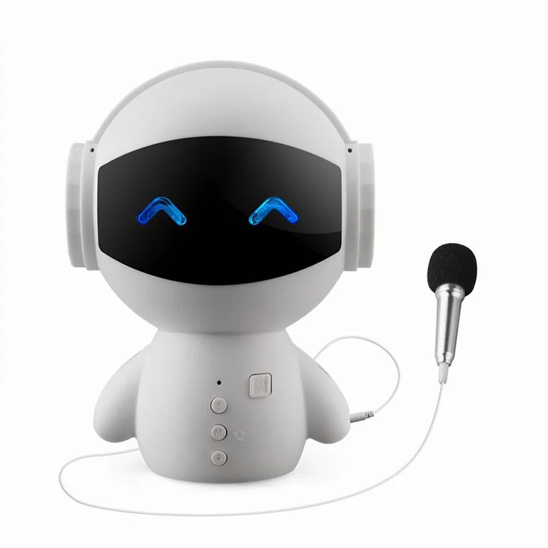 

Robot style Bluetooth speaker with MIC support TF card HD stereo surround sound mobile power for phone English voice prompt