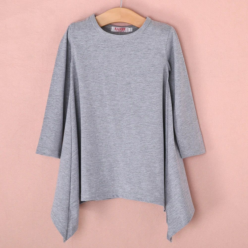 

Hot Baby Girls Kids Swing Maxi Batwing long sleeve Dress Asymmetric Dress Autumn Winter Clothes 2-7 Y