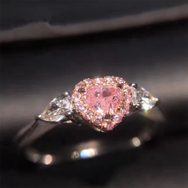 

New Style Factory Direct Sale Pink Crystal Silver Color Ring Size 5 6 7 8 9 10 Fashion Jewelry Gift Women Wholesale