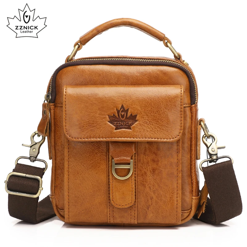 

Genuine Leather Mens Bags Male Crossbody Bags Small Flap Casual Shoulder Bag genuine leather Skin Messenger Bag Men's ZZNICK